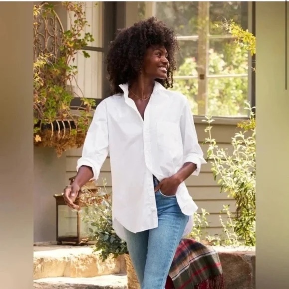 FRANK & EILEEN JOEDY Boyfriend Button-Up Shirt in White - Picture 9 of 9